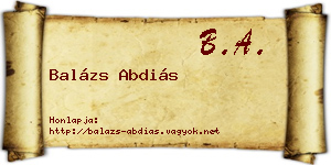 Balázs Abdiás névjegykártya